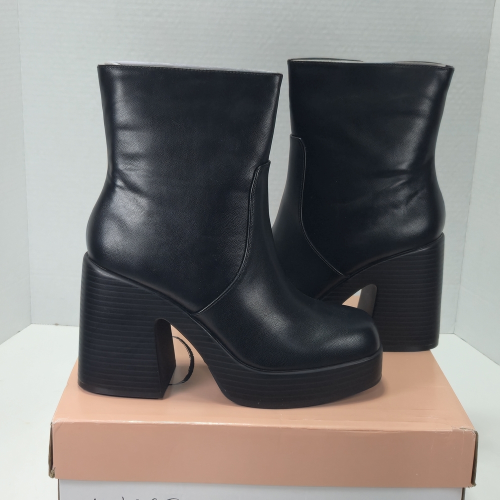 Wild Pair Stellaa Mid-calf Black Chunky Platform Ankle Boots Women's Size 9 - Picture 6 of 13